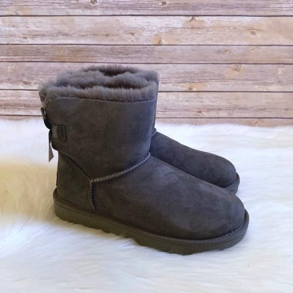 UGG Grey Mini Bailey Bow II Boots - Picture 3 of 6